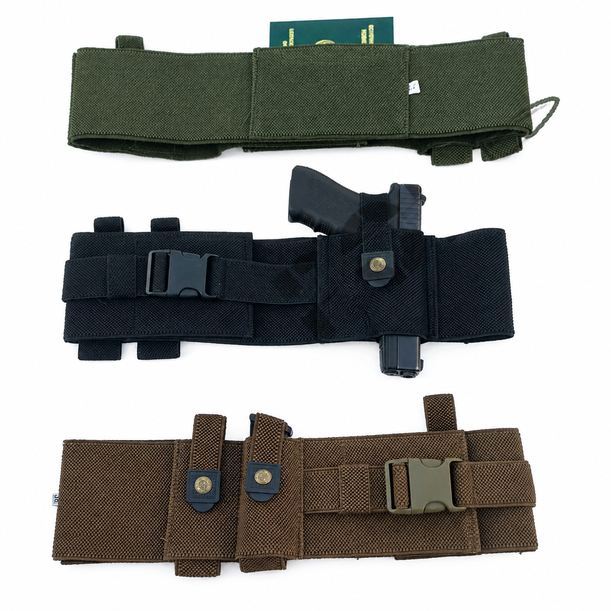 file_00000000e740820794c414ddae280224 Tactical Universal Belly Belt with Holster - Concealment Waist Belt for License and 2 Magazines - Image 1